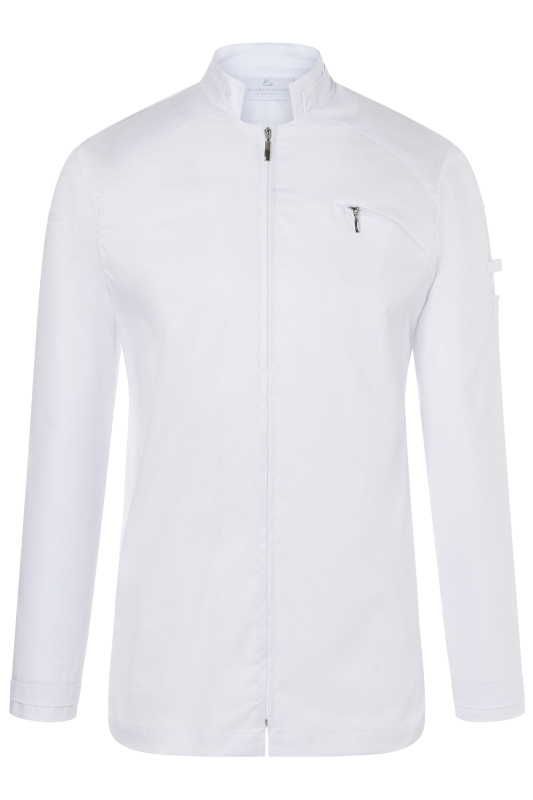 DIAMOND CUT® Langarm Herren-Kochjacke Elegance – weiß (Front)