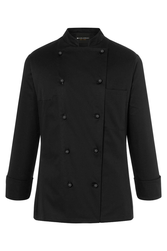 KARLOWSKY Langarm Damen-Kochjacke Agathe – schwarz (Front)