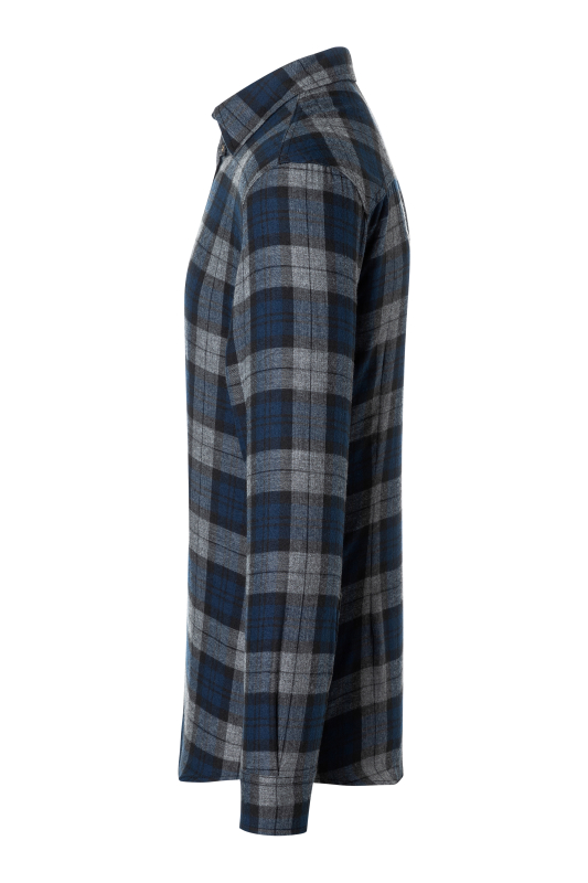 KARLOWSKY Langarm Herren-Karohemd Urban-Style – marine (Seite links)