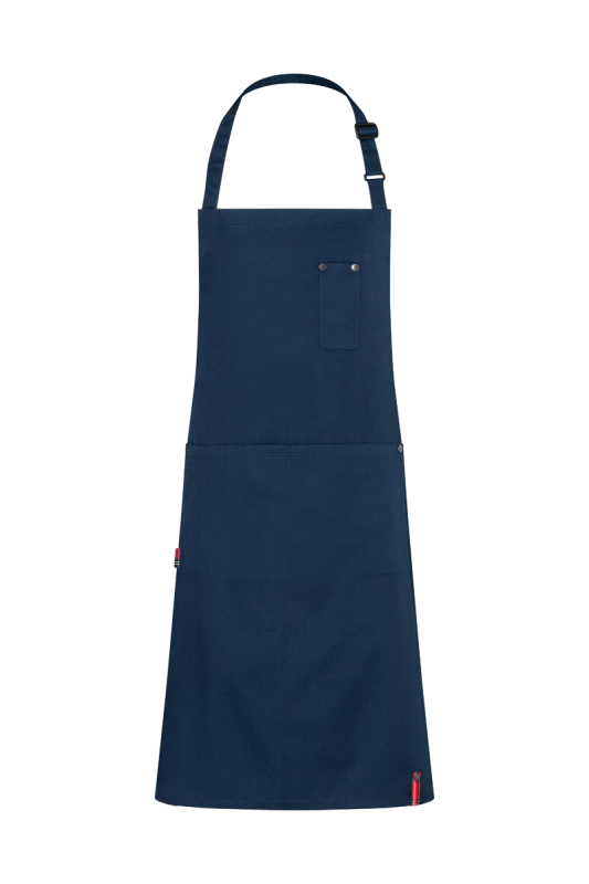 ROCK CHEF® Latzschürze Stage2, recyceltes Polyester – stahlblau (Front)