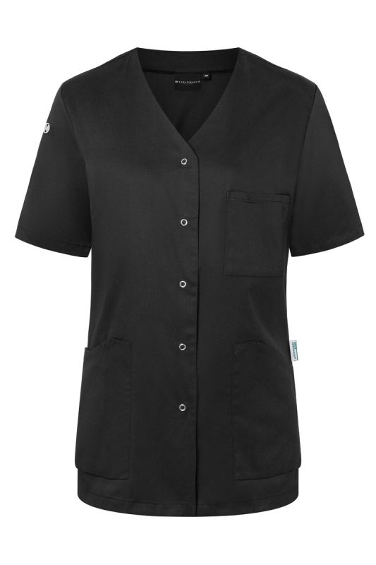 KARLOWSKY Kasack Essential Damen, Kurzarm – schwarz (Front)