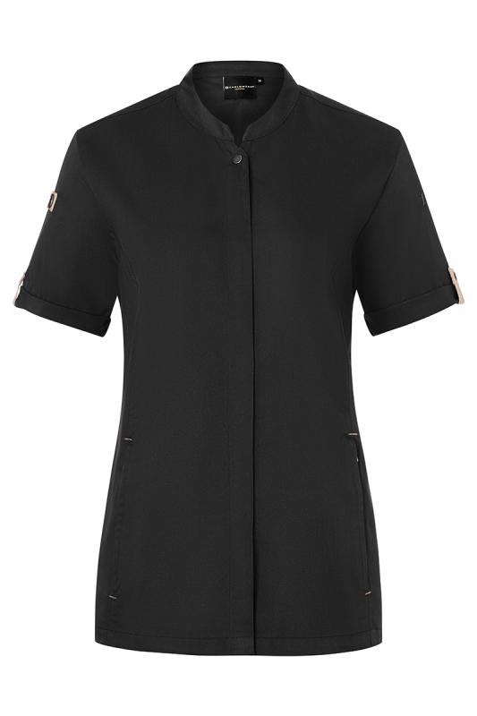 KARLOWSKY Kurzarm Damen-Kochjacke Green Generation – schwarz (Front)