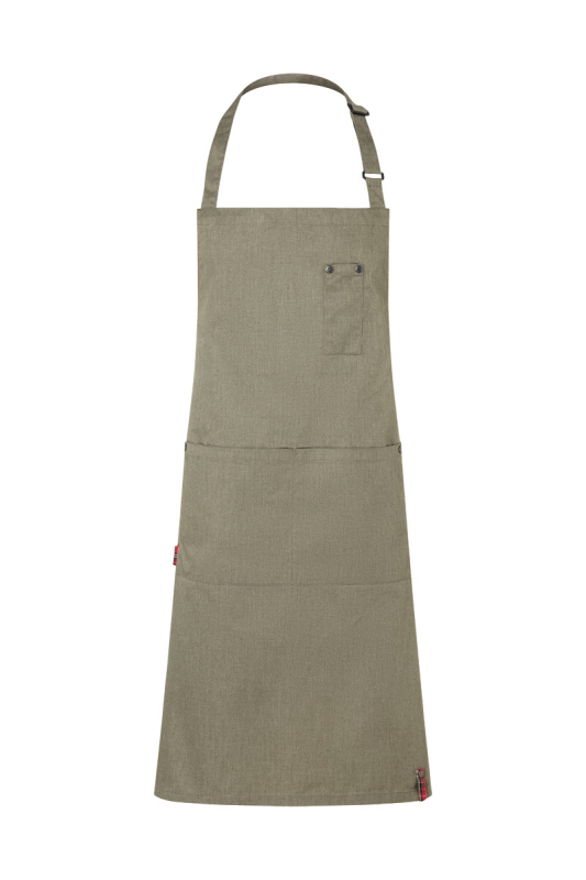 ROCK CHEF® Latzschürze Stage2 Denim-Style – vintage moosgrün (Front)