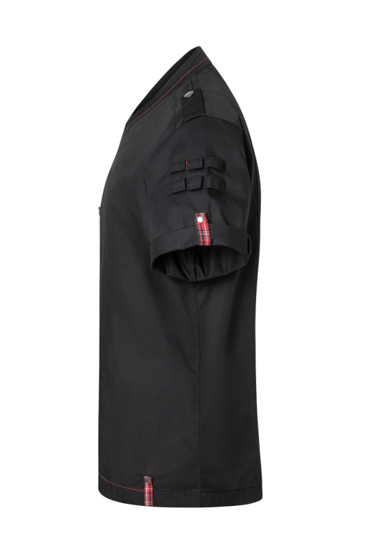 ROCK CHEF® Kurzarm Herren-Kochjacke Stage2 – schwarz (Seite links)