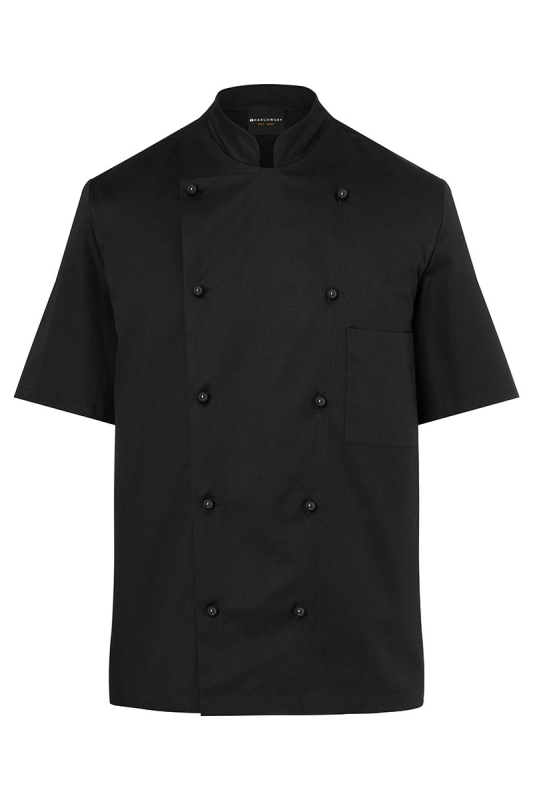 KARLOWSKY Kurzarm Herren-Kochjacke Lennert – schwarz (Front)