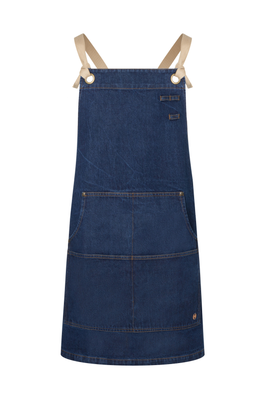 KARLOWSKY Latzschürze Denim Urban-Style – denimblau (Front)