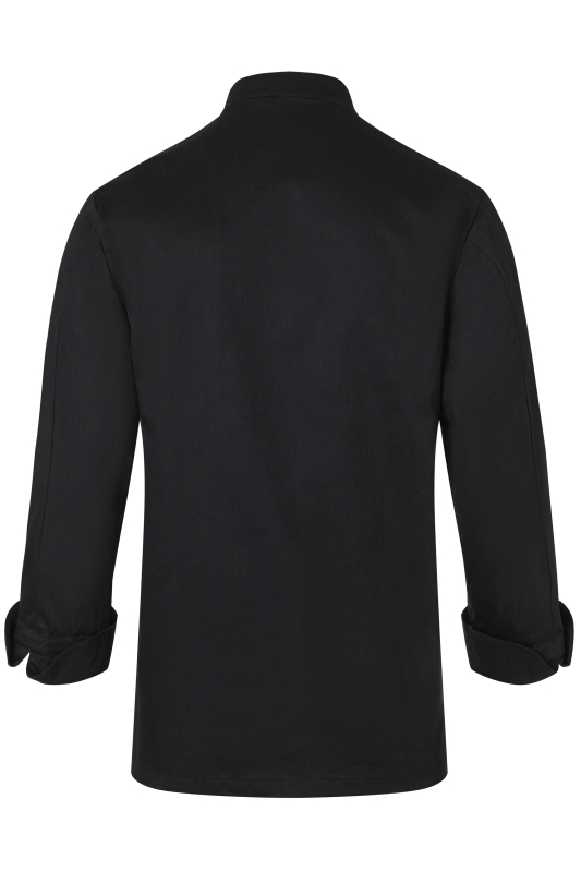 KARLOWSKY Langarm Kochjacke Basic, Baumwolle, Kugelknöpfe – schwarz (Rücken)