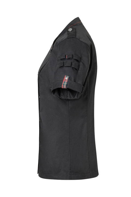 ROCK CHEF® Kurzarm Damen-Kochjacke Stage2 – schwarz (Seite links)