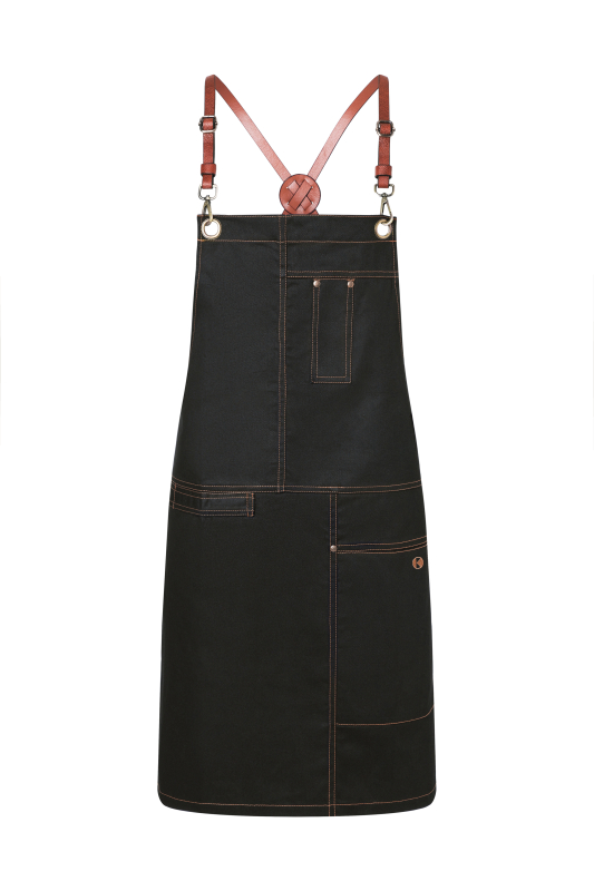KARLOWSKY Latzschürze Urban X-Style – schwarz (Front)