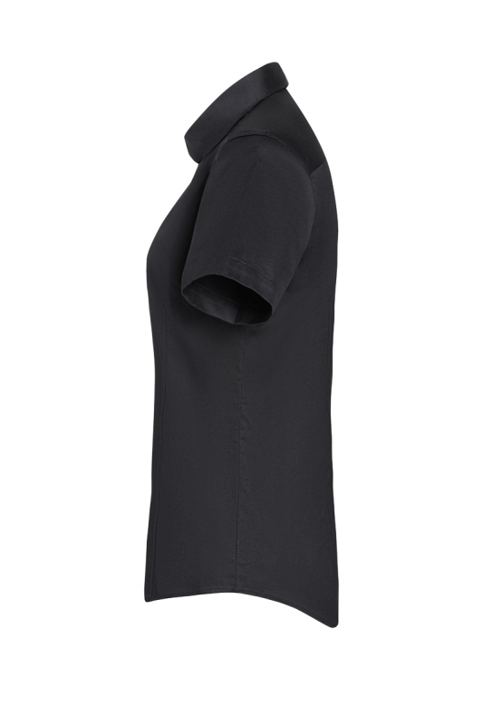 KARLOWSKY Kurzarm Damenbluse Active-Stretch, leicht tailliert – schwarz (Seite links)