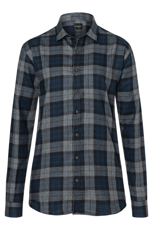 KARLOWSKY Langarm Damen-Karobluse Urban-Style – marine (Front)