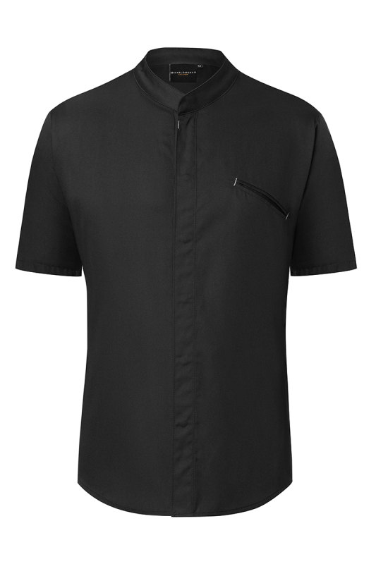 KARLOWSKY Kurzarm Herren-Kochjacke Modern-Touch – schwarz (Front)