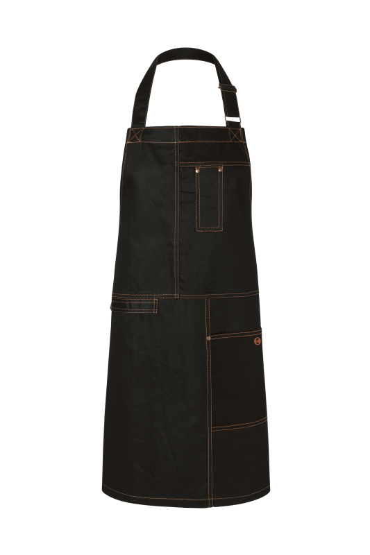 KARLOWSKY Latzschürze Urban Casual-Style – schwarz (Front)
