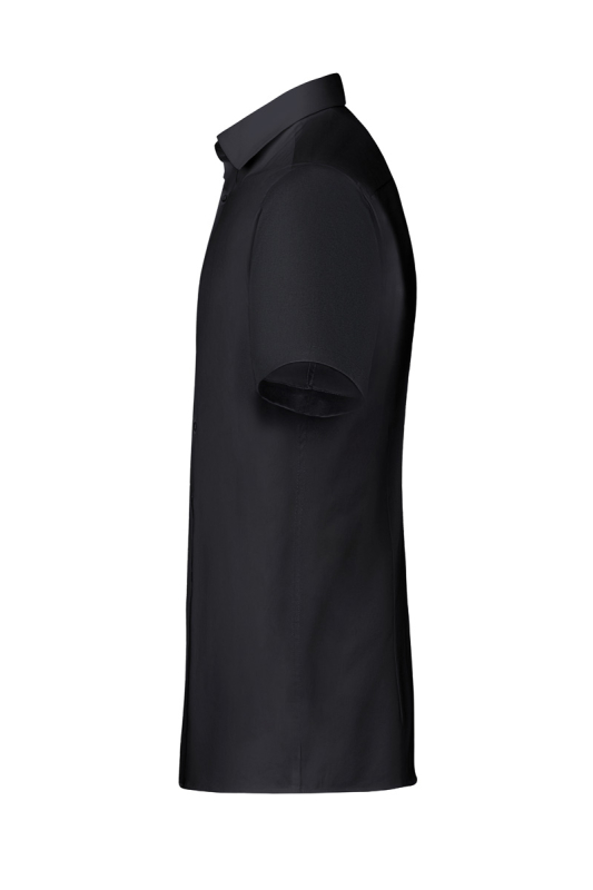 KARLOWSKY Kurzarm Servicehemd Active-Stretch Herren, Slim Fit – schwarz (Seite links)