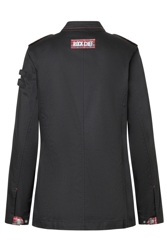 ROCK CHEF® Langarm Damen-Kochjacke Stage2 – schwarz (Rücken)