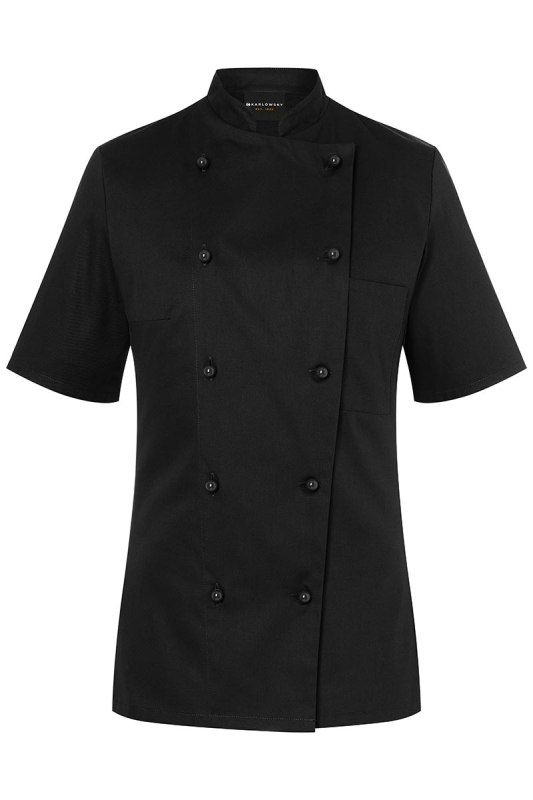 KARLOWSKY Kurzarm Damen-Kochjacke Pauline – schwarz (Front)