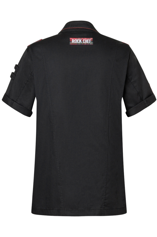 ROCK CHEF® Kurzarm Herren-Kochjacke Stage2 – schwarz (Rücken)