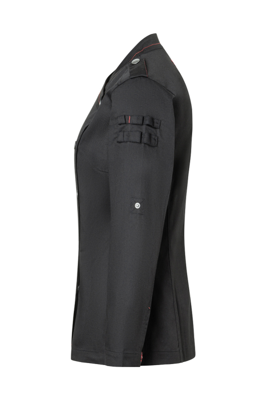 ROCK CHEF® Langarm Damen-Kochjacke Stage2 – schwarz (Seite links)
