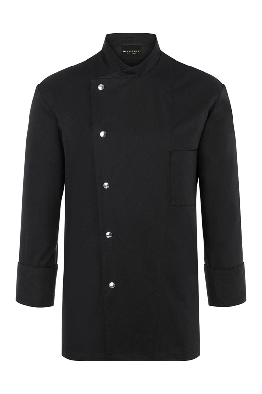 KARLOWSKY Langarm Herren-Kochjacke Lars – schwarz (Front)