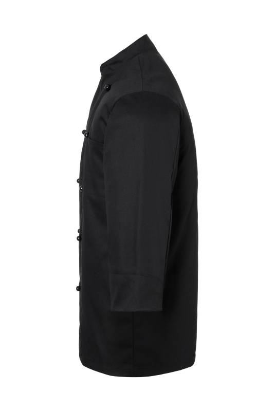 KARLOWSKY Langarm Kochjacke Basic, Baumwolle, Kugelknöpfe – schwarz (Seite links)