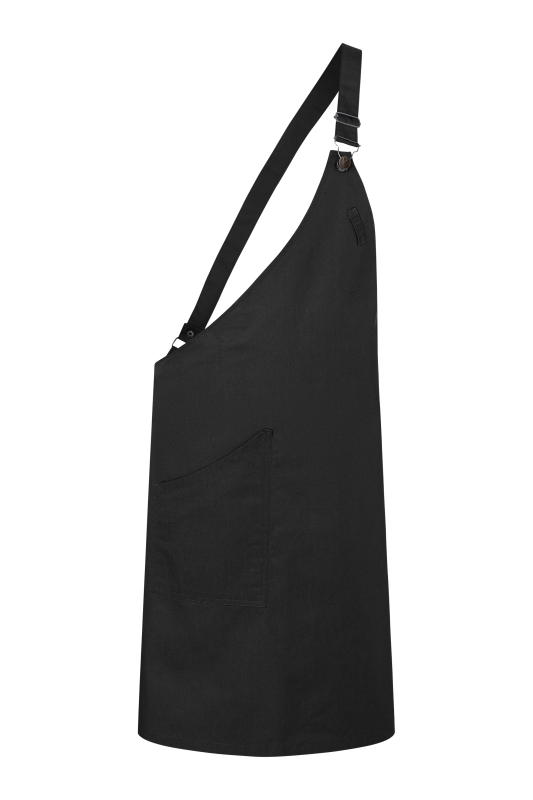 KARLOWSKY Asymmetrische Latzschürze Classic – schwarz (Front)