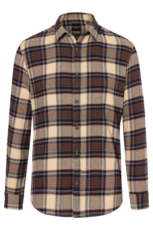 KARLOWSKY Langarm Herren-Karohemd Urban-Trend – sahara (Front)