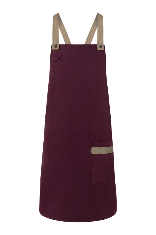 KARLOWSKY Latzschürze Urban-Look – aubergine (Front)
