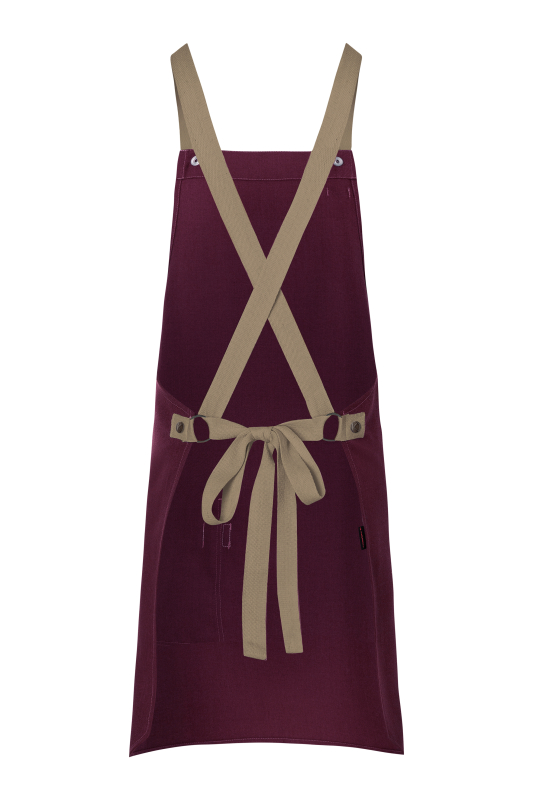 KARLOWSKY Latzschürze Urban-Look – aubergine (Rücken)