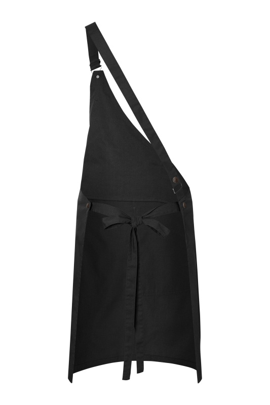 KARLOWSKY Asymmetrische Latzschürze Classic – schwarz (Rücken)