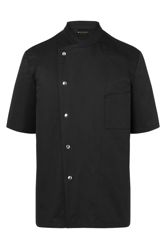 KARLOWSKY Kurzarm Herren-Kochjacke Gustav – schwarz (Front)