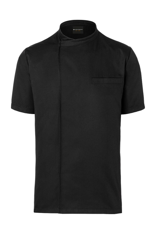 KARLOWSKY Kurzarm Kochhemd Basic – schwarz (Front)