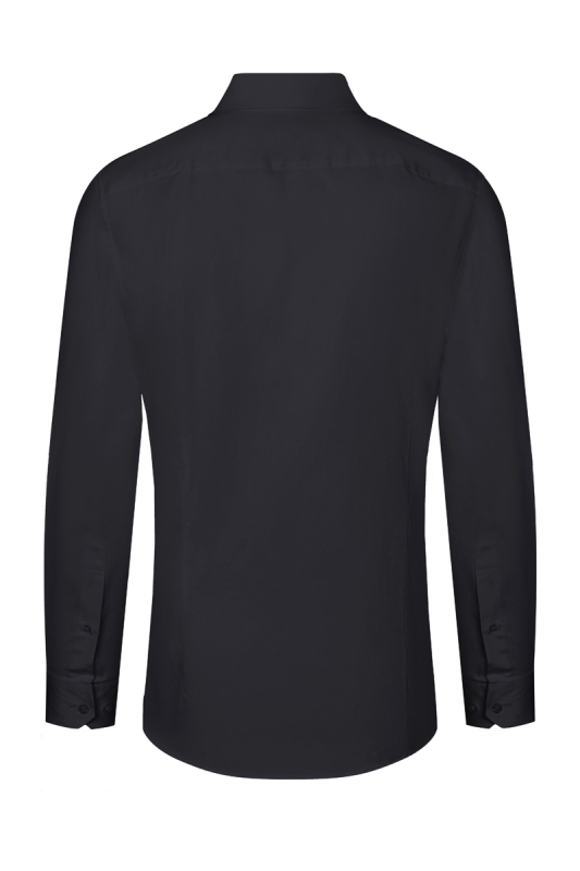KARLOWSKY Langarm Servicehemd Active-Stretch Herren, Slim Fit – schwarz (Rücken)